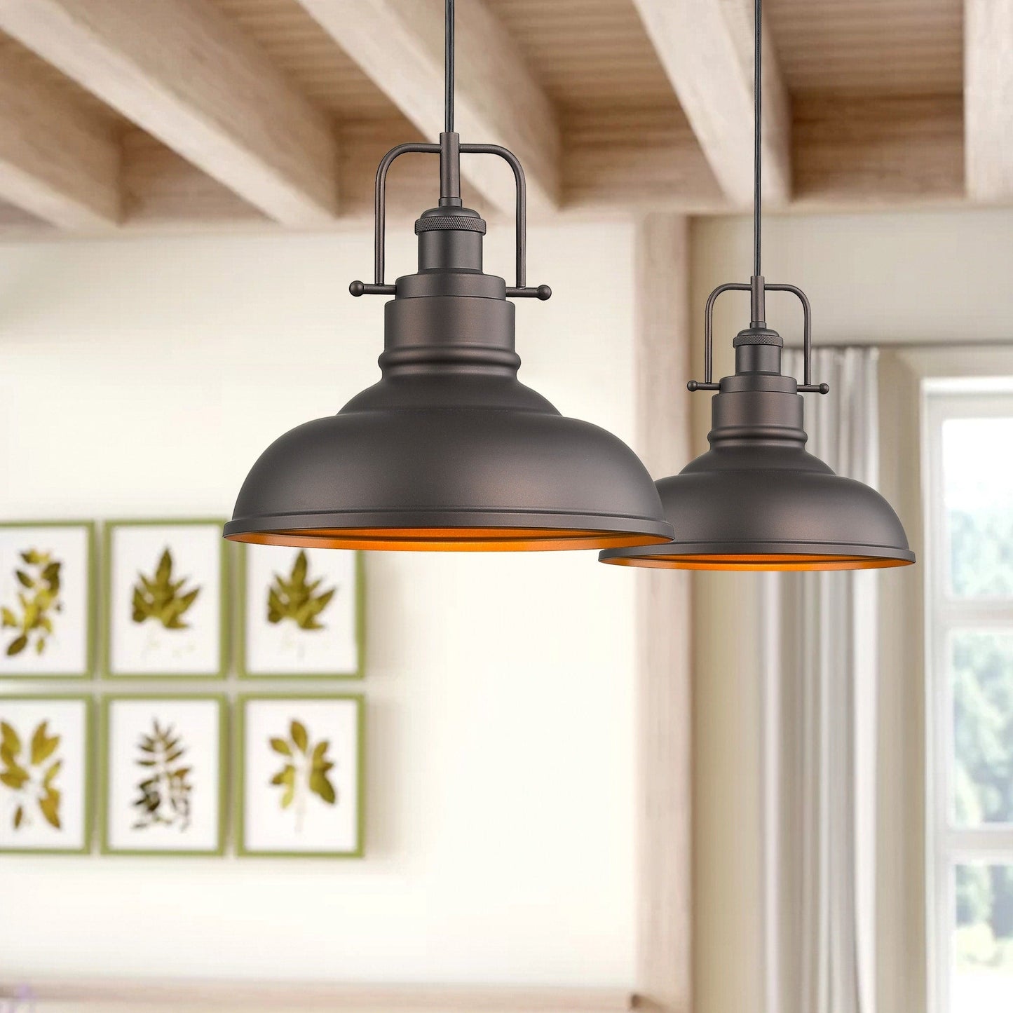 1-Light Industrial Farmhouse Metal Dome Pendant Light, Oil Rubbed Bronze Finish