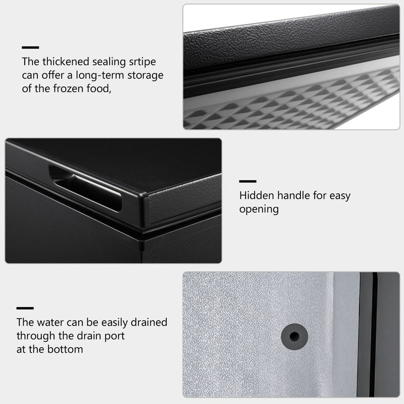Congélateur coffre de 1,8 pi³ avec panier amovible, vidange par le bas, thermostat à 7 niveaux, conception autonome pour maison et appartement