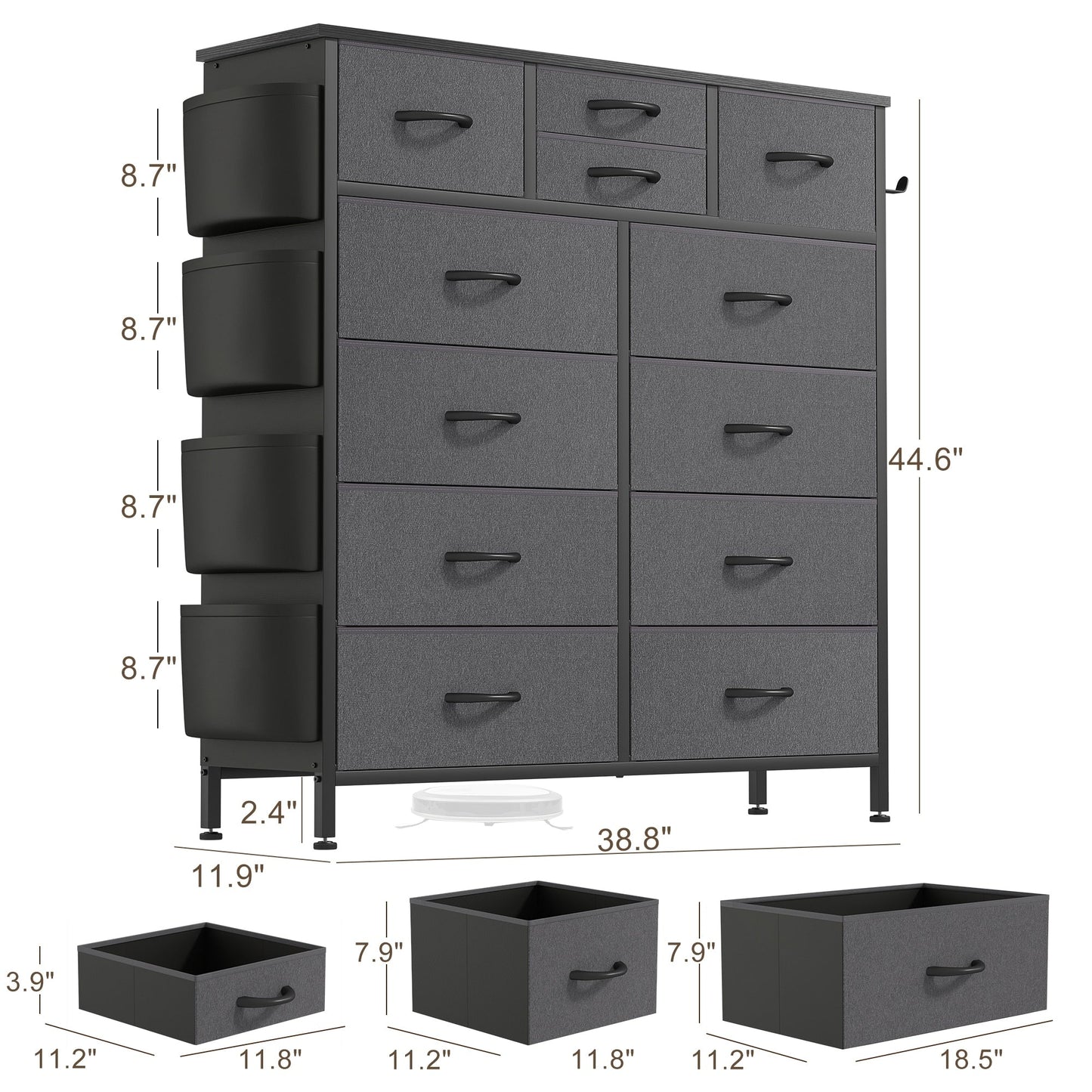 Commode haute en tissu à 12 tiroirs pour chambre à coucher