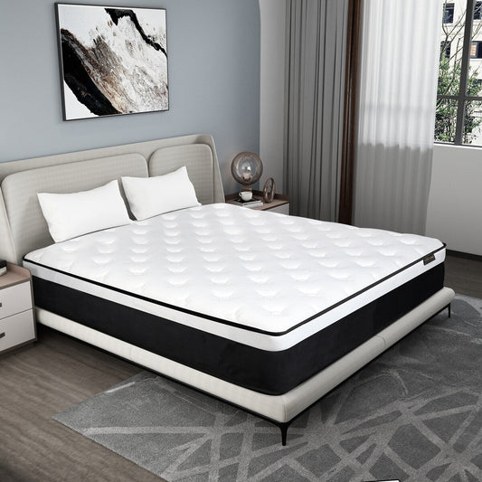 12 matelas hybrides en mousse à mémoire de forme moyenne dans une boîte