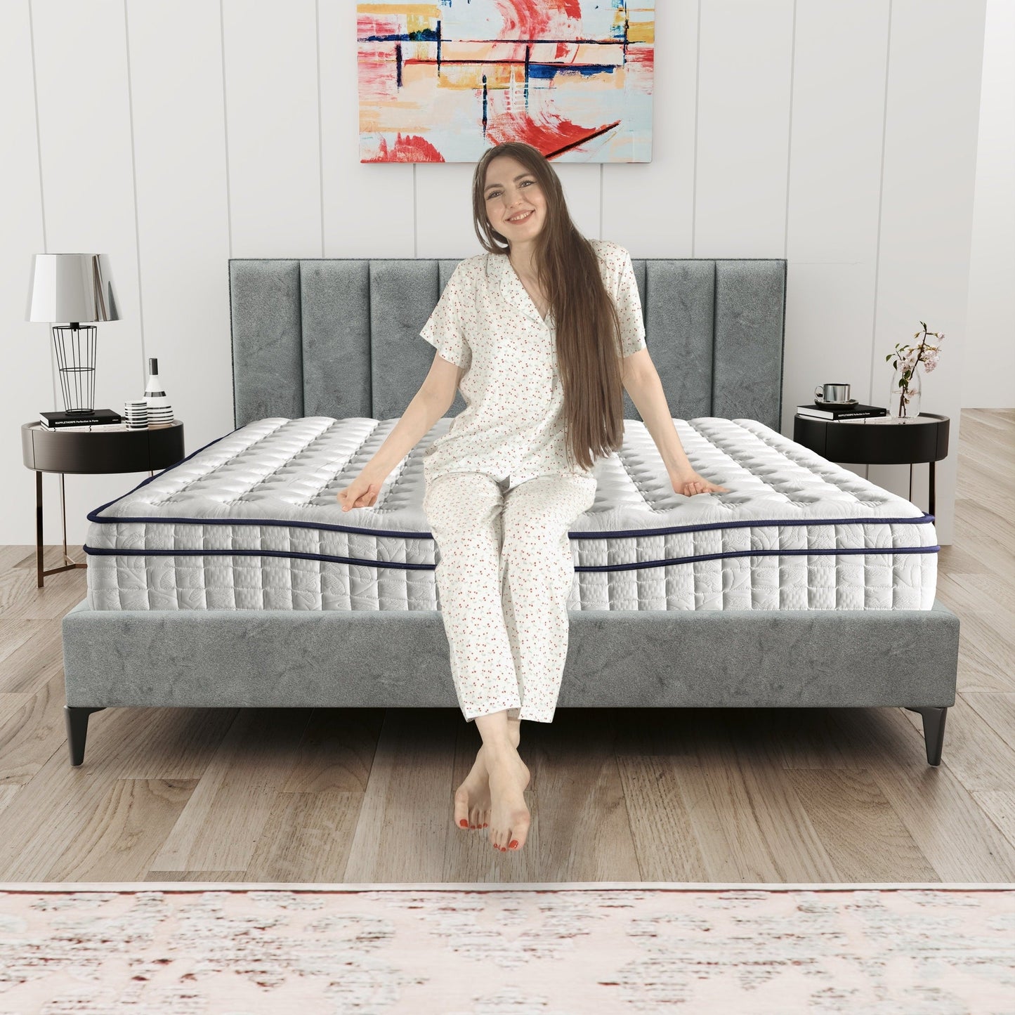 Assemblé aux États-Unis - Matelas hybride 12 Diamond à ressorts ensachés et mousse à mémoire de forme Cool Gel