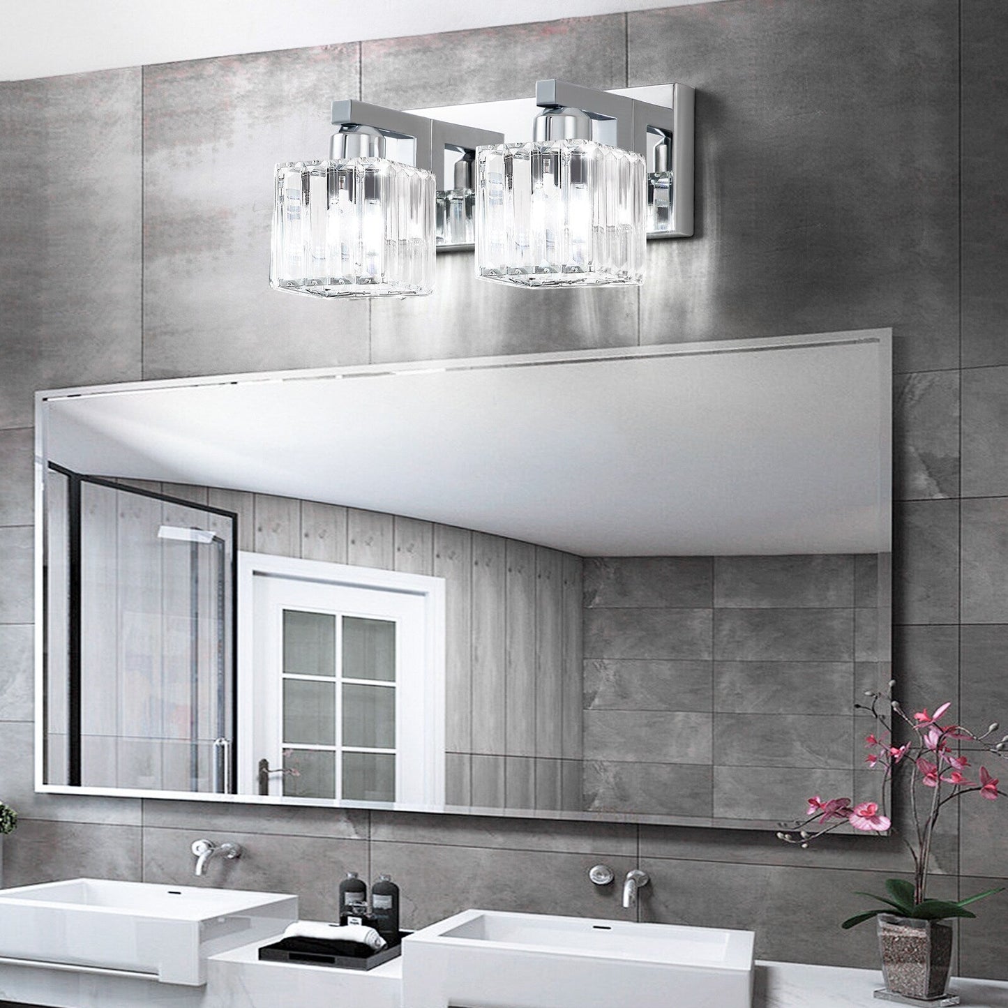 2/3/4/5 Light Bathroom Vanity Light Wall Sconce with Crystal Shade