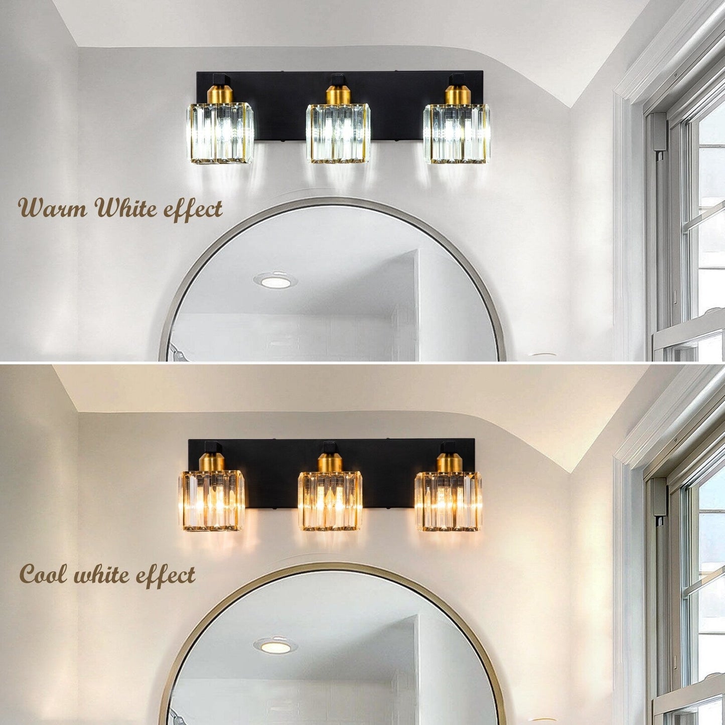 2/3/4/5 Light Bathroom Vanity Light Wall Sconce with Crystal Shade