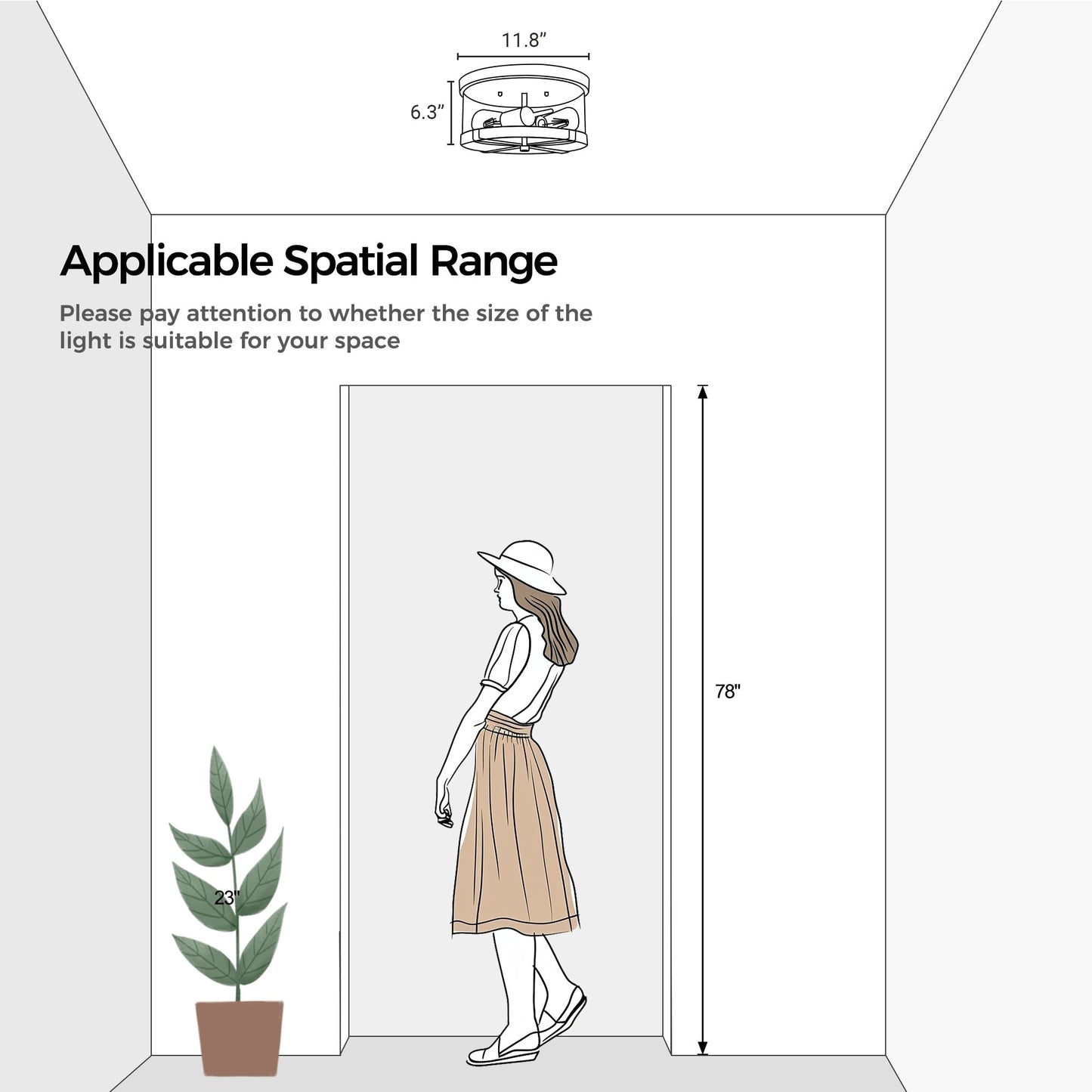 2-Light Flush Mount Clear Glass Ceiling Light with Metal Frame