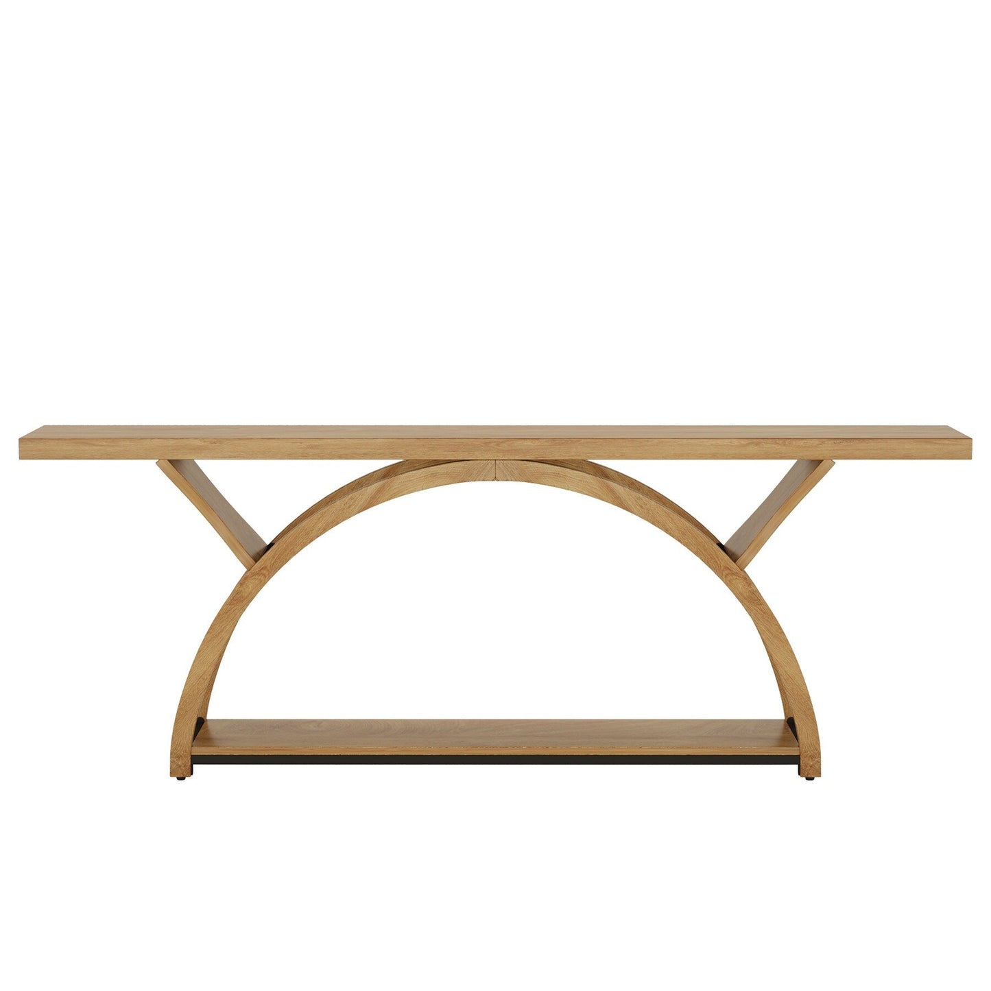 Console étroite à 2 niveaux avec cadre semi-circulaire pour entrée, tables d'appoint de couloir grises