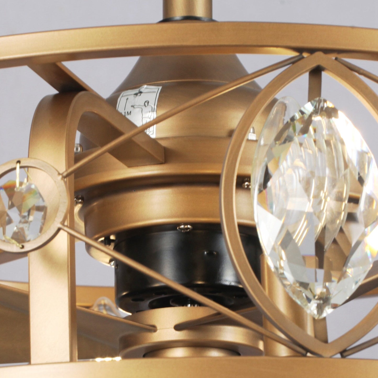 Lustre moderne en cristal avec ventilateur de plafond et télécommande