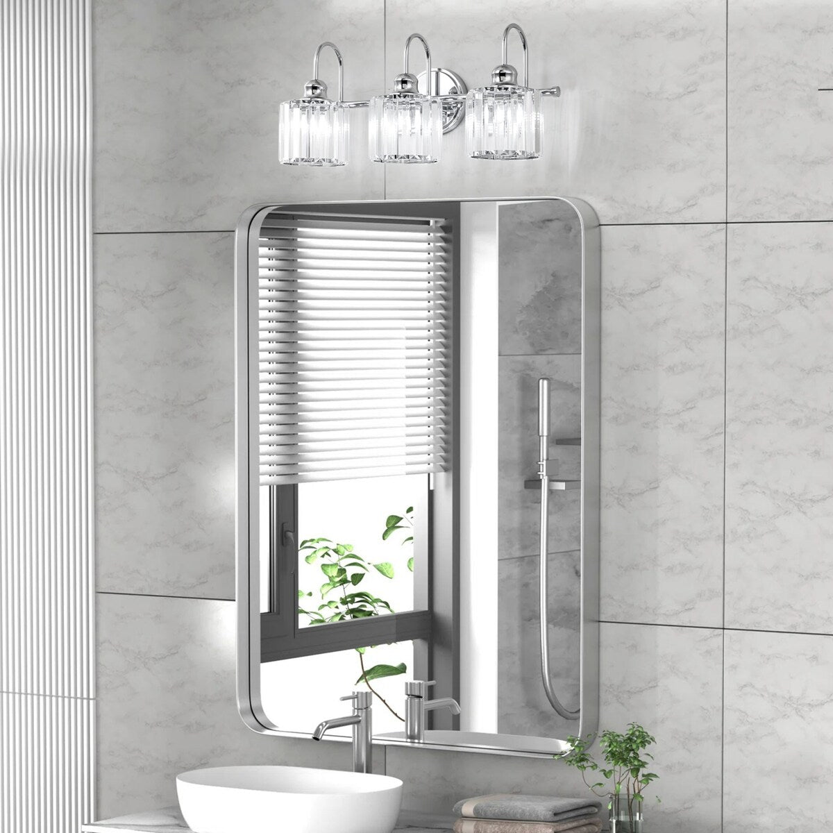 3/ 4-Light Modern Glam Crystal Dimmable Bathroom Vanity Light Linear Wall Light