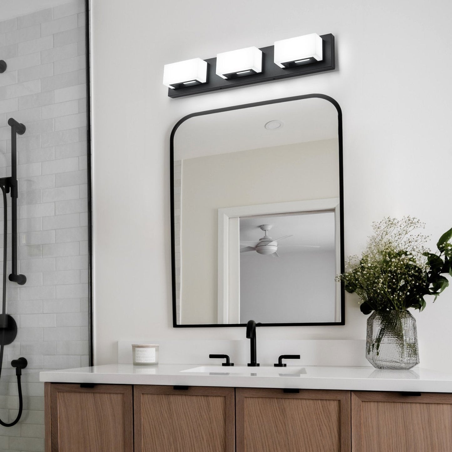 3/4/5-Light Dimmable Matte Black Modern Bathroom LED Vanity Light