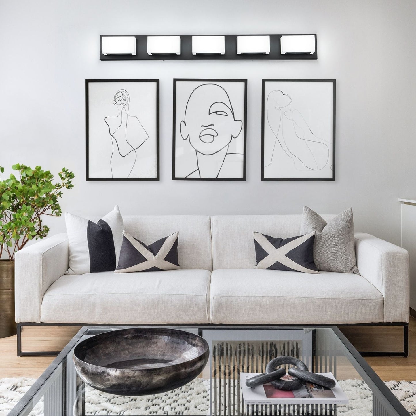 3/4/5-Light Dimmable Matte Black Modern Bathroom LED Vanity Light