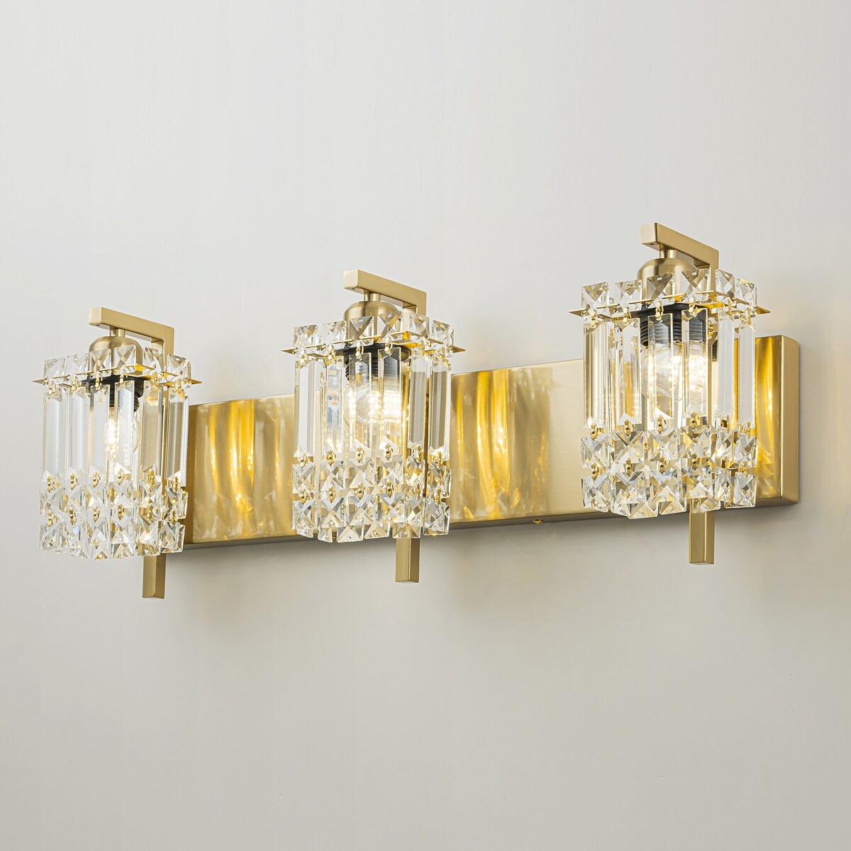 Applique murale en cristal à 3 lumières pour miroir de salle de bain moderne et glamour