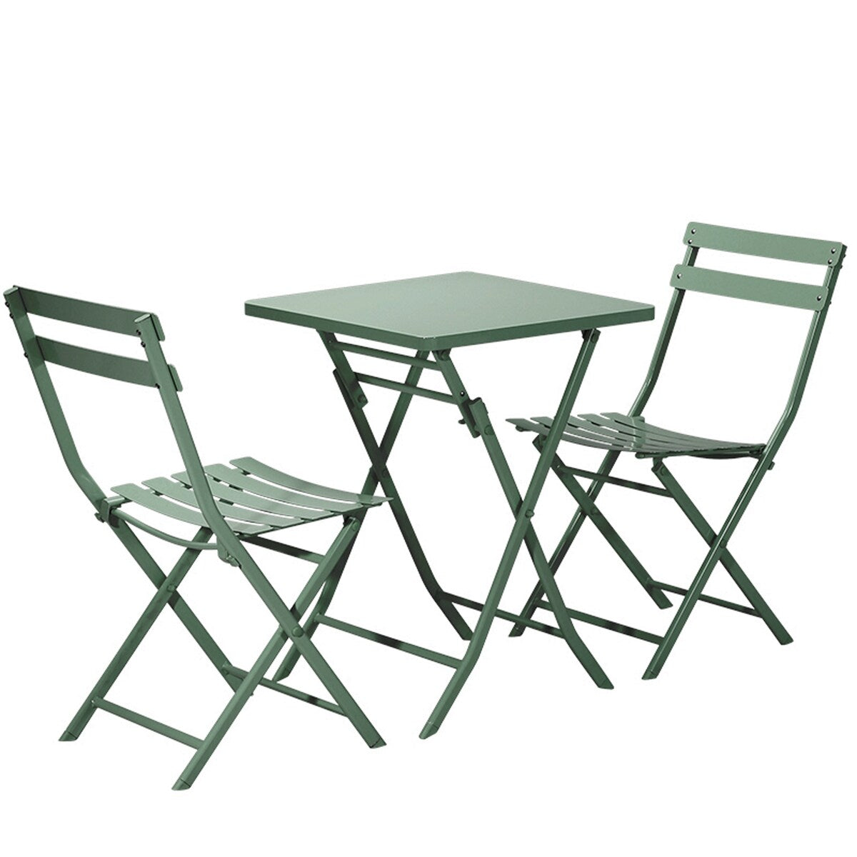 Ensemble bistro minimaliste de patio 3 pièces avec table carrée pliable et chaises - 3 pièces