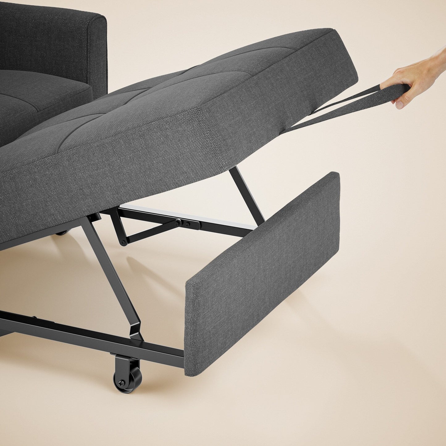 Canapé-lit gigogne 3 en 1, convertible, réglable, pliable et rembourré