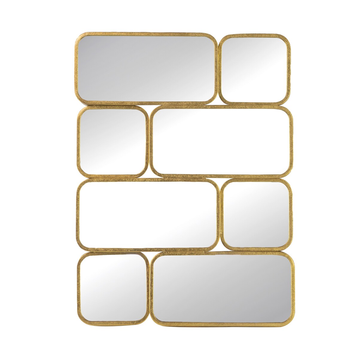 Miroir mural de luxe de 32 pouces, 8 cadres métalliques incurvés finition dorée