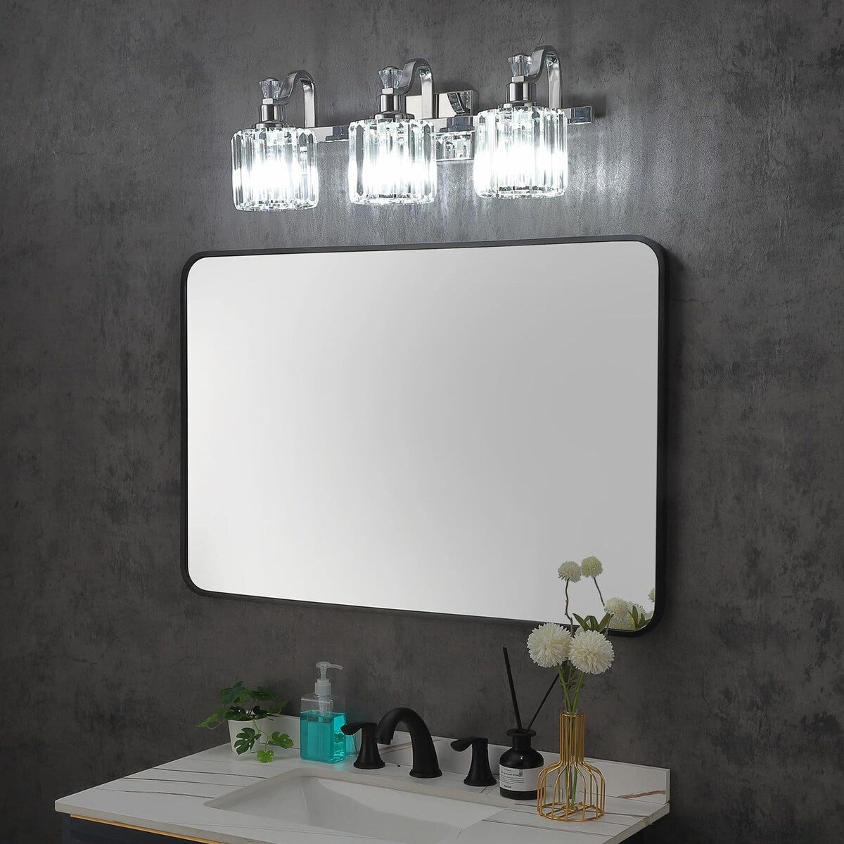5-light Modern Crystal Bathroom Vanity Lighting Fixtures