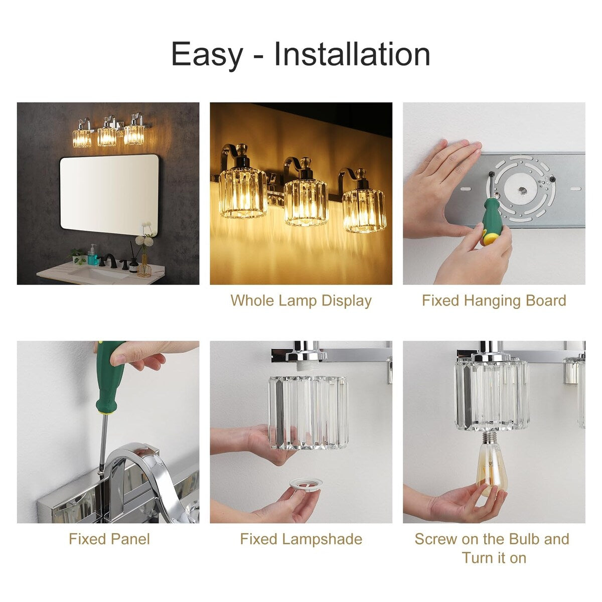 5-light Modern Crystal Bathroom Vanity Lighting Fixtures