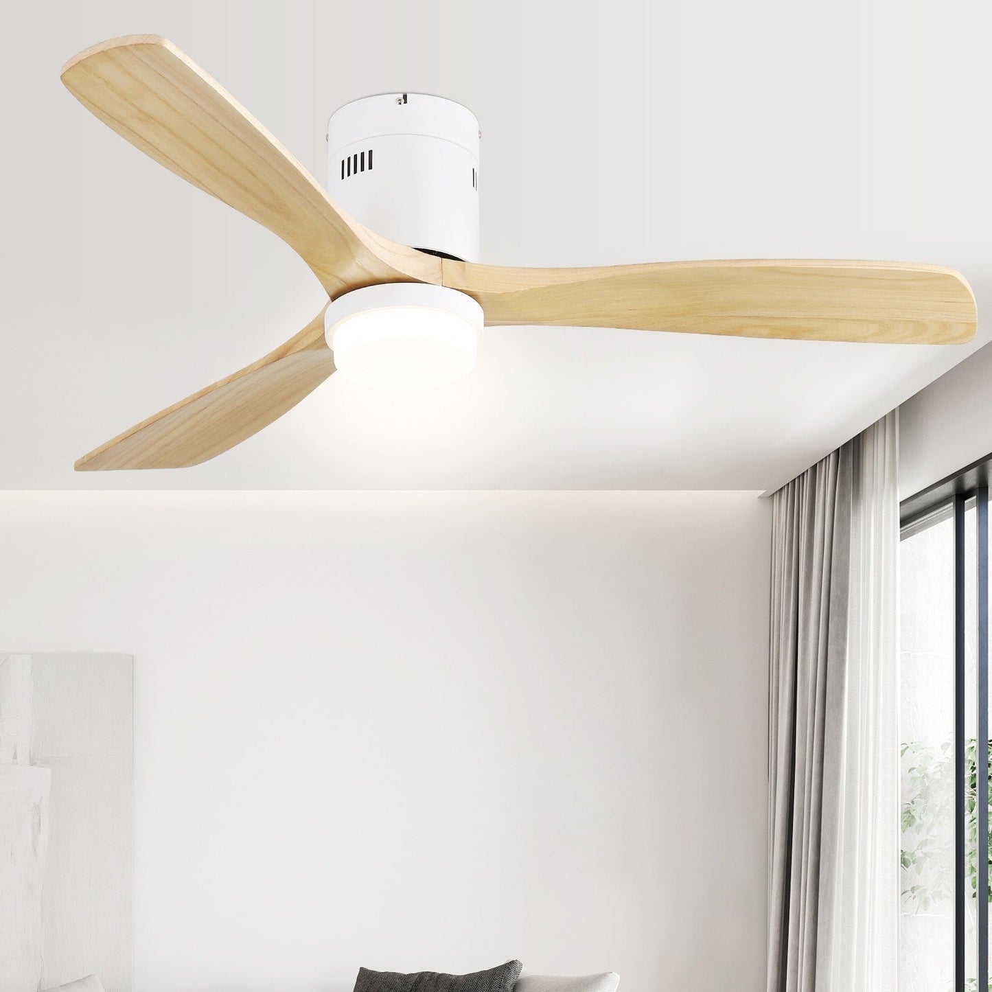Ventilateur de plafond encastré Sofucor 52 pouces avec télécommande, moteur réversible et éclairage intégré en option