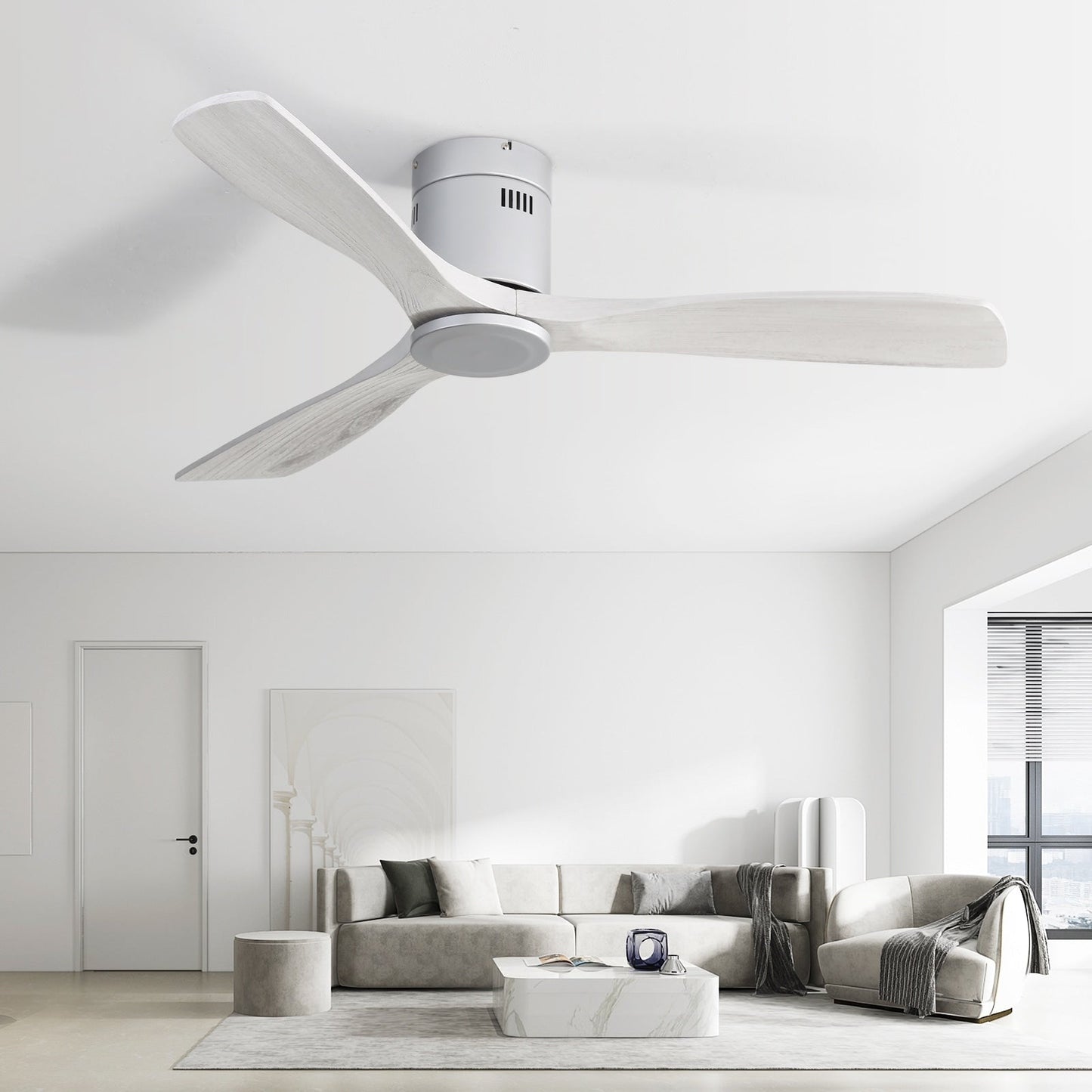 Ventilateur de plafond encastré Sofucor 52 pouces avec télécommande, moteur réversible et éclairage intégré en option