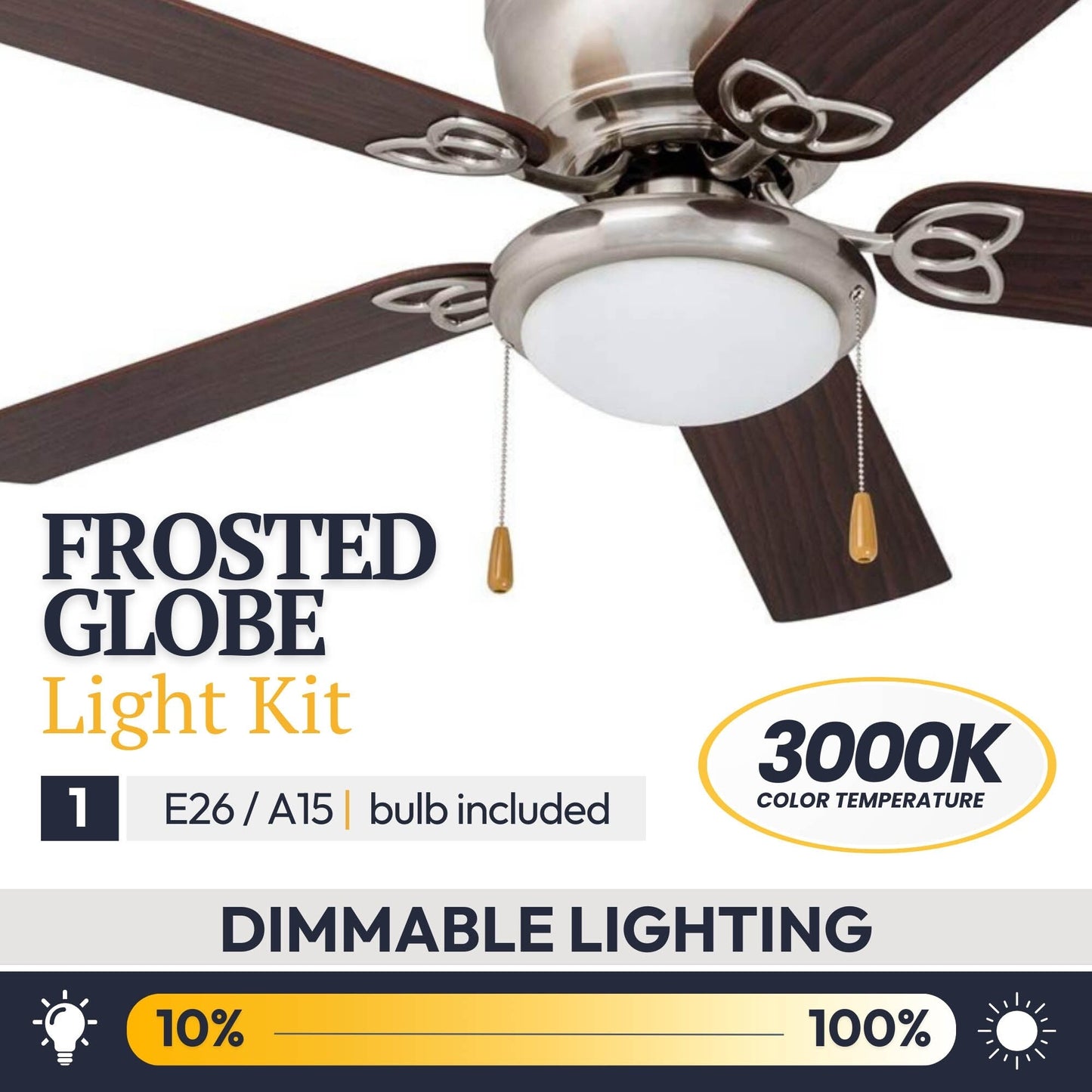 52 Prominence Home Benton Traditional Indoor LED Ceiling Fan with Light, Pull Chains