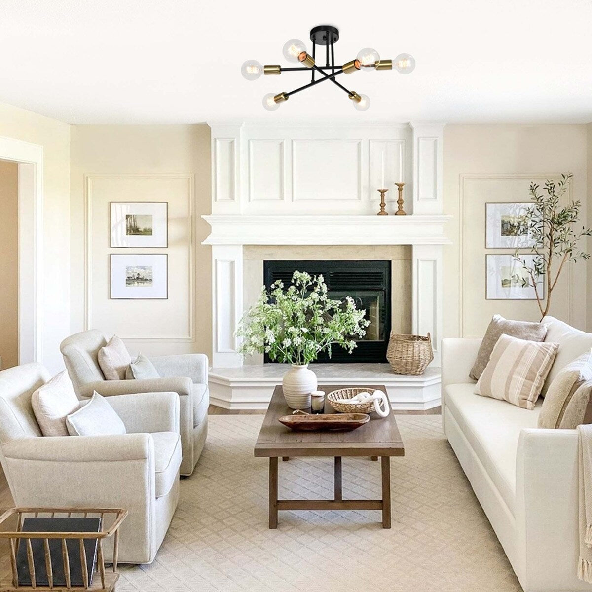 6 - Light Modern Metal 23.62'' Sputnik Semi-Flush Mount Ceiling Light