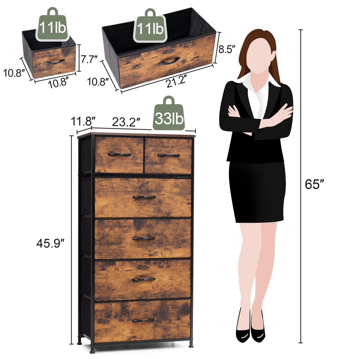 6-drawer Chest Vertical Dresser Storage Tower by Crestlive Products