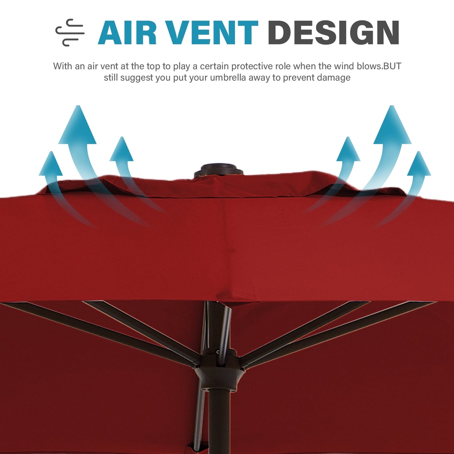 8*10ft Rectangular Patio Market Umbrella with Crank & Tilt,UV-Resistant