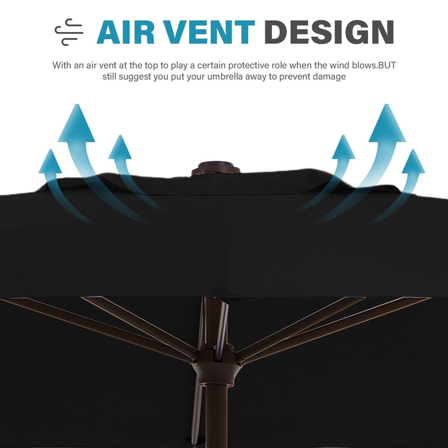 8*10ft Rectangular Patio Market Umbrella with Crank & Tilt,UV-Resistant