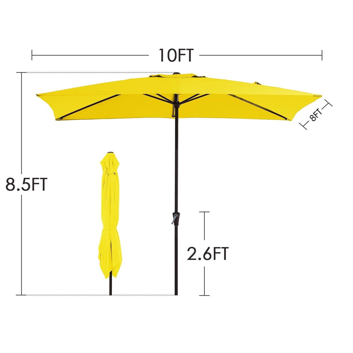 8*10ft Rectangular Patio Market Umbrella with Crank & Tilt,UV-Resistant