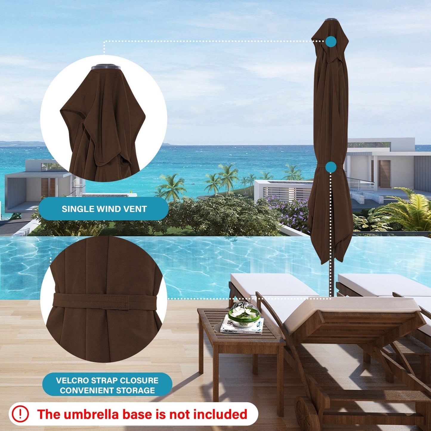 8*10ft Rectangular Patio Market Umbrella with Crank & Tilt,UV-Resistant