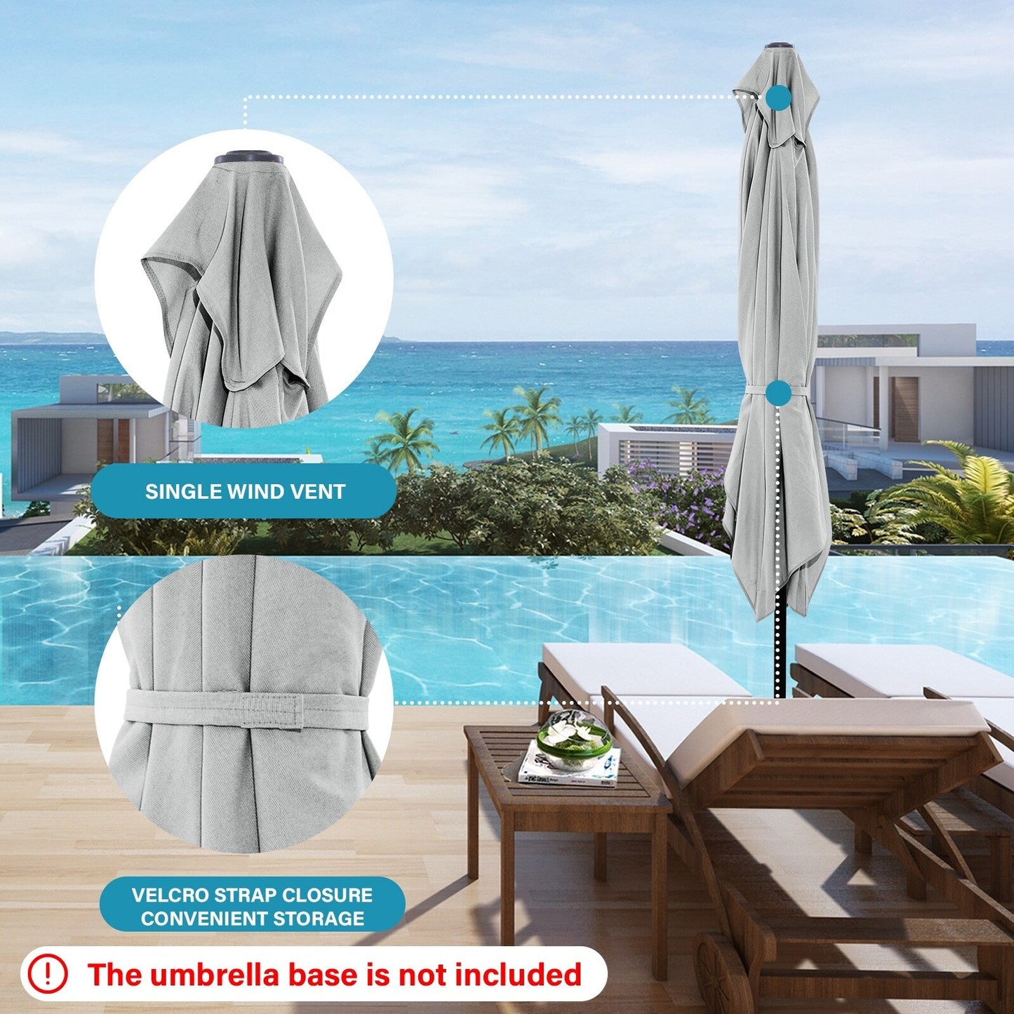 8*10ft Rectangular Patio Market Umbrella with Crank & Tilt,UV-Resistant