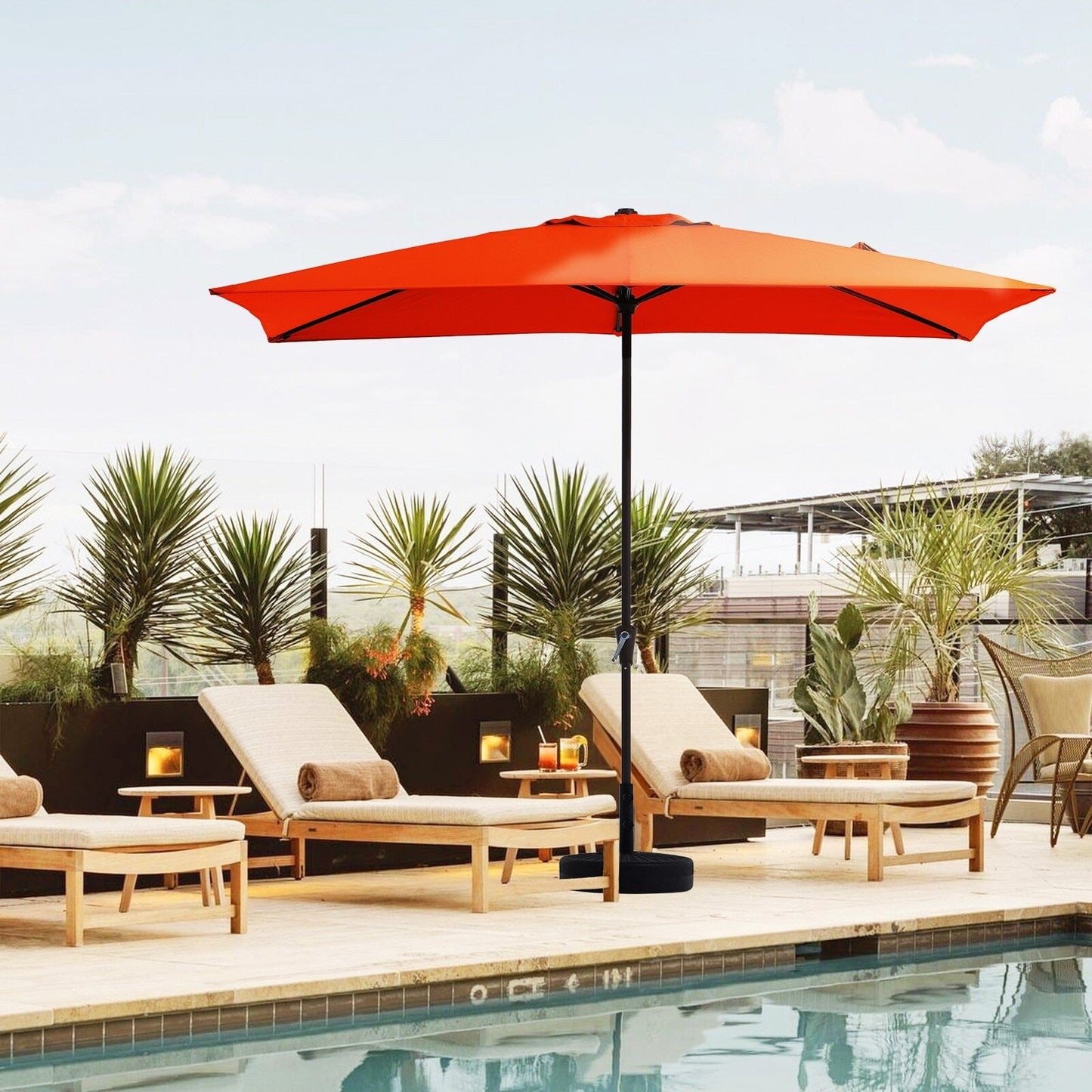 8*10ft Rectangular Patio Market Umbrella with Crank & Tilt,UV-Resistant