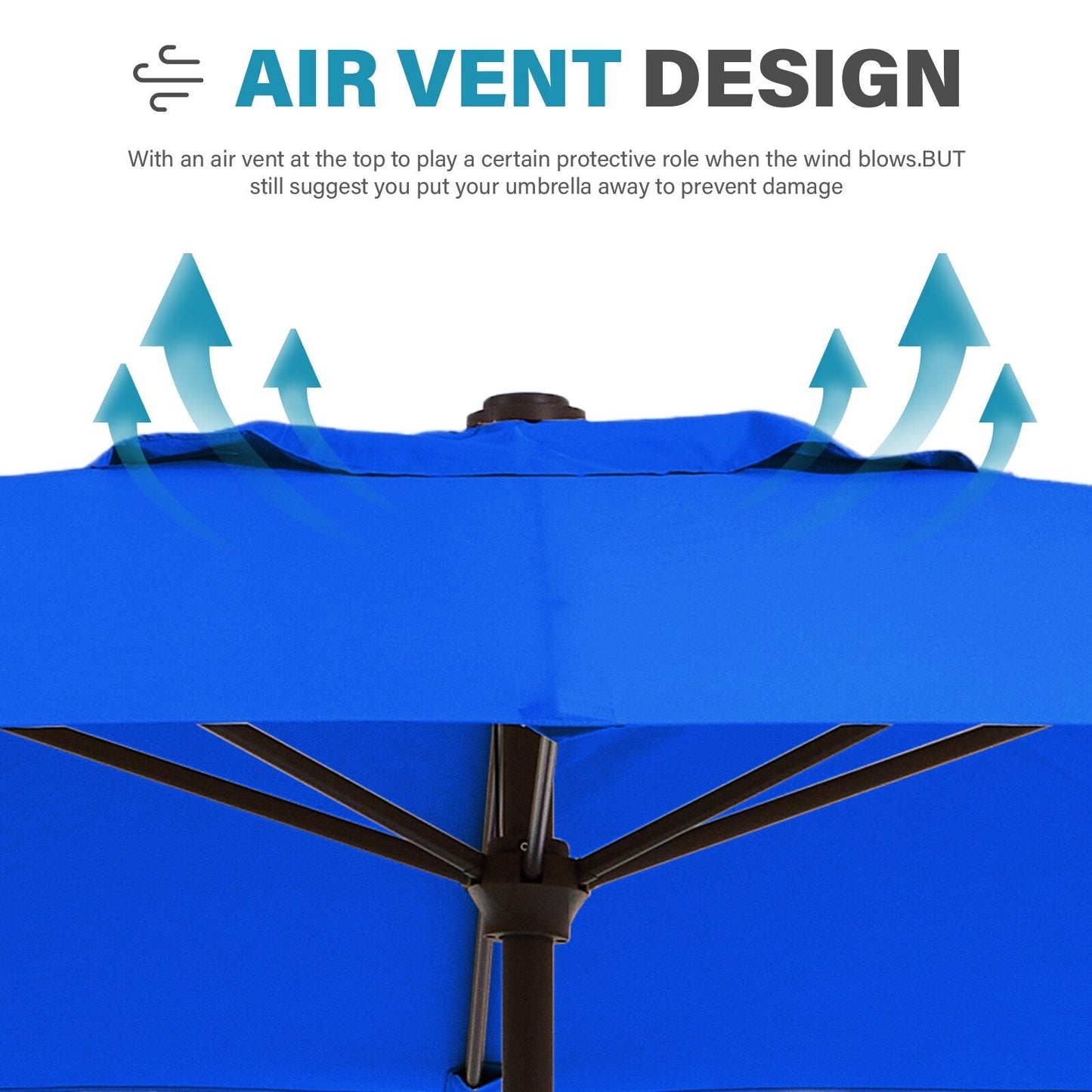 8*10ft Rectangular Patio Market Umbrella with Crank & Tilt,UV-Resistant