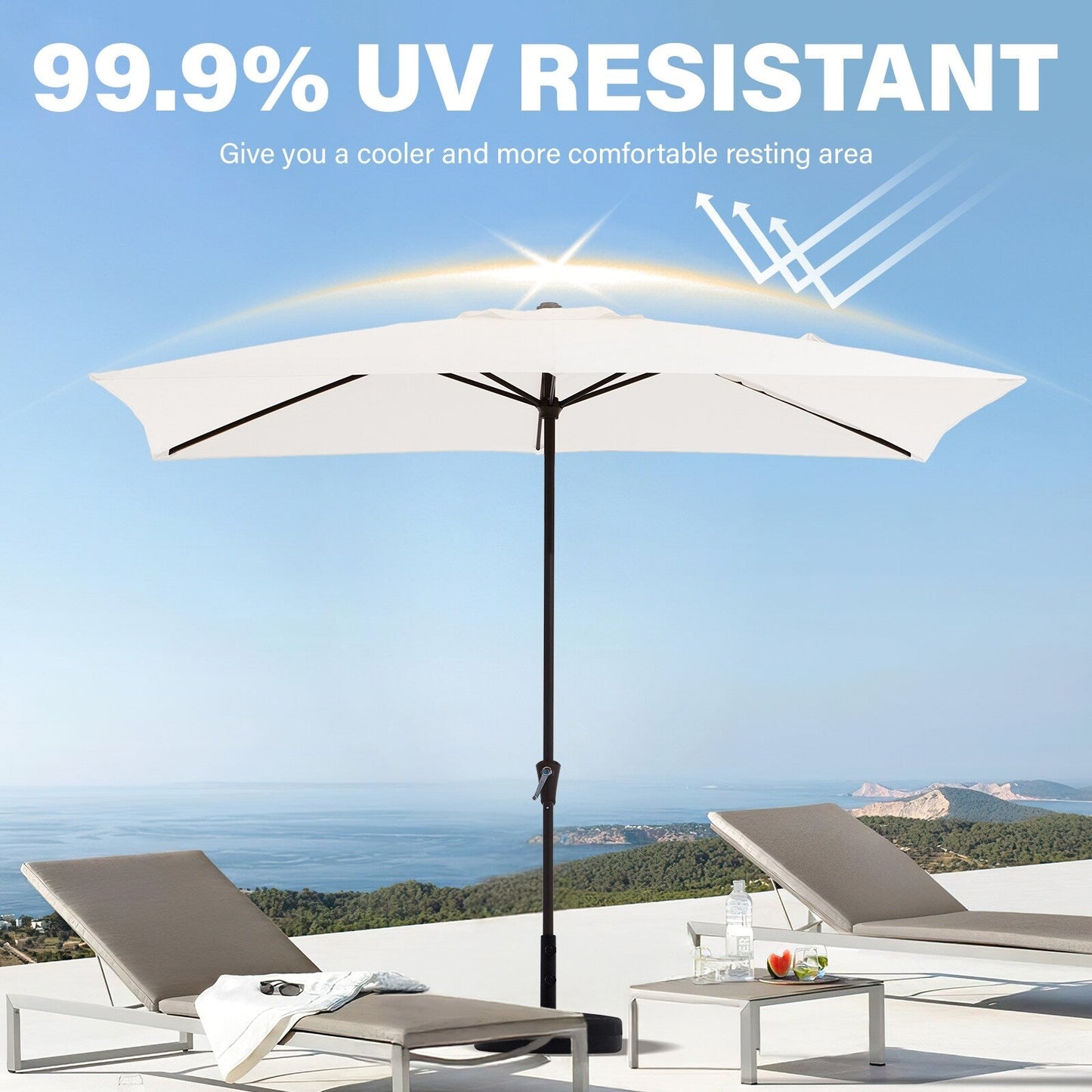 8*10ft Rectangular Patio Market Umbrella with Crank & Tilt,UV-Resistant