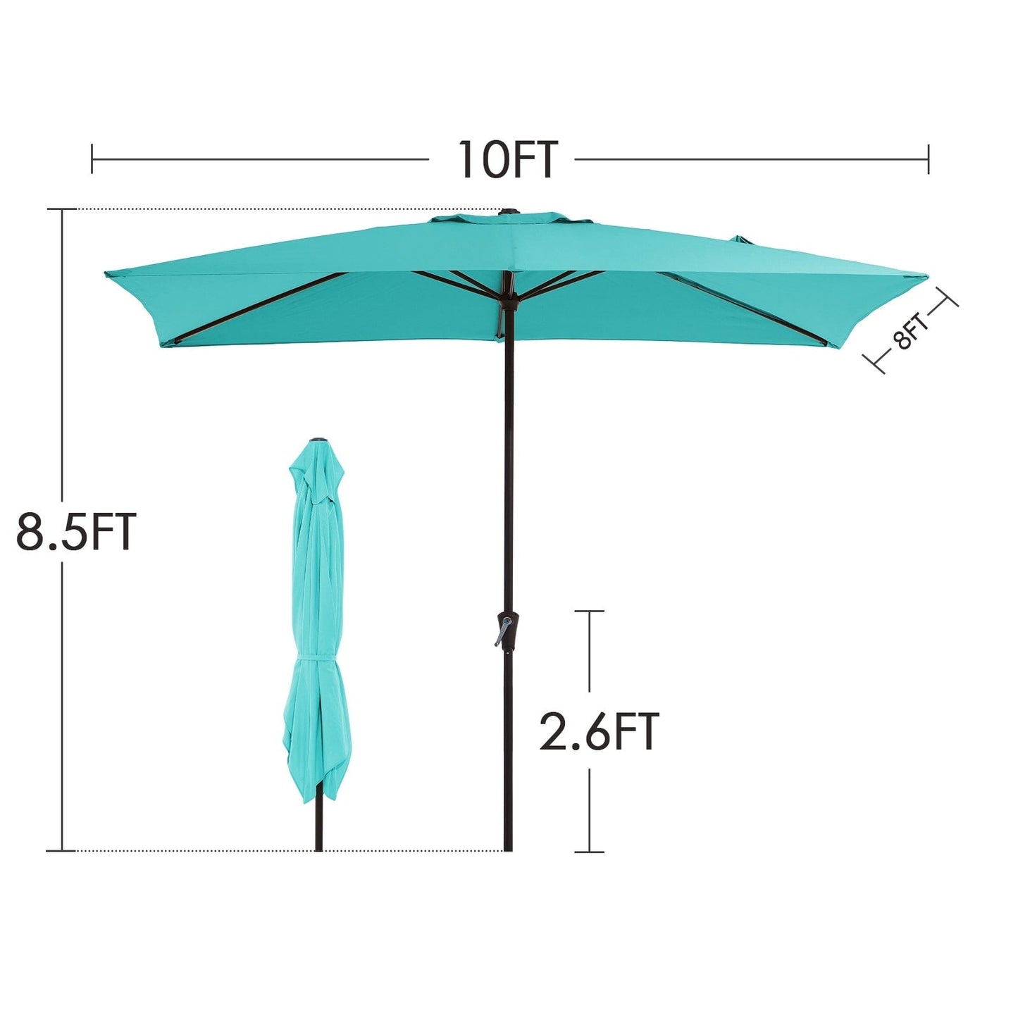 8*10ft Rectangular Patio Market Umbrella with Crank & Tilt,UV-Resistant