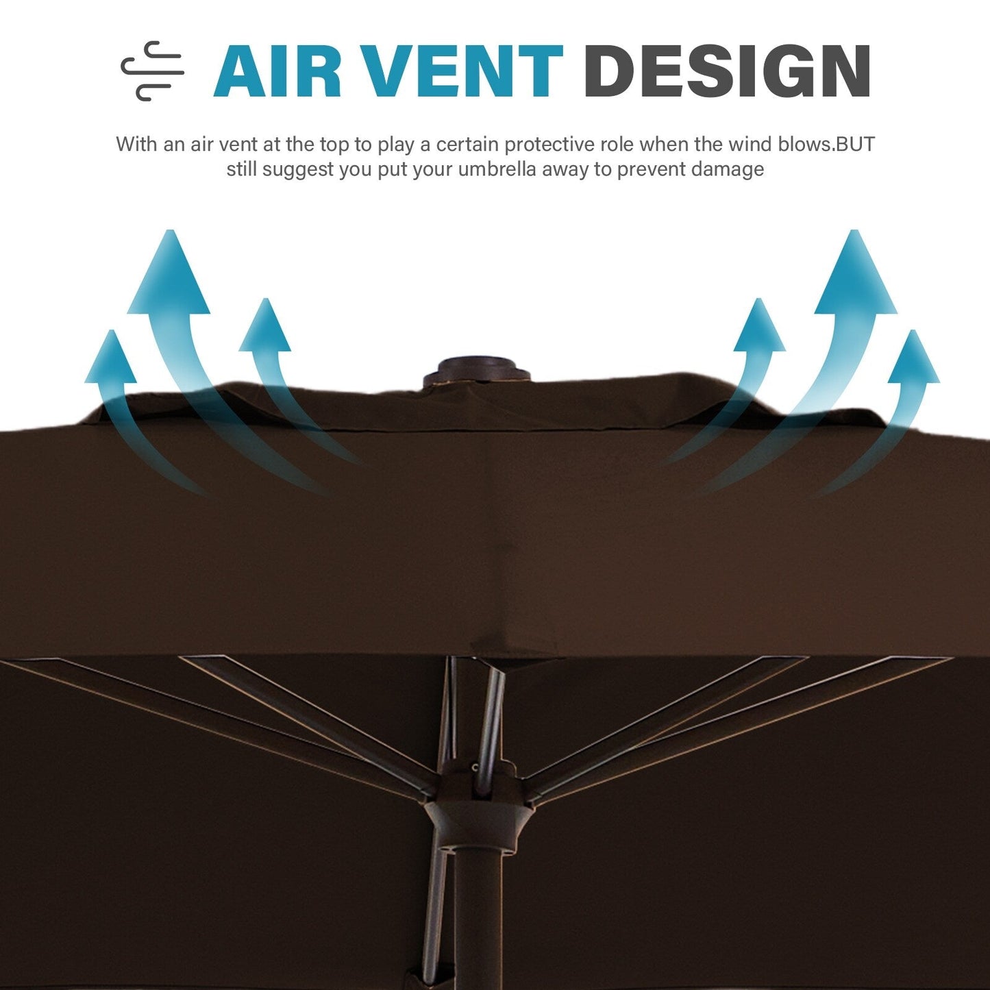 8*10ft Rectangular Patio Market Umbrella with Crank & Tilt,UV-Resistant