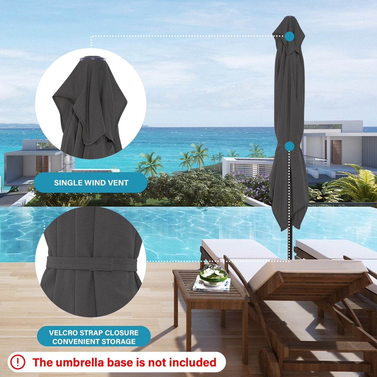 8*10ft Rectangular Patio Market Umbrella with Crank & Tilt,UV-Resistant