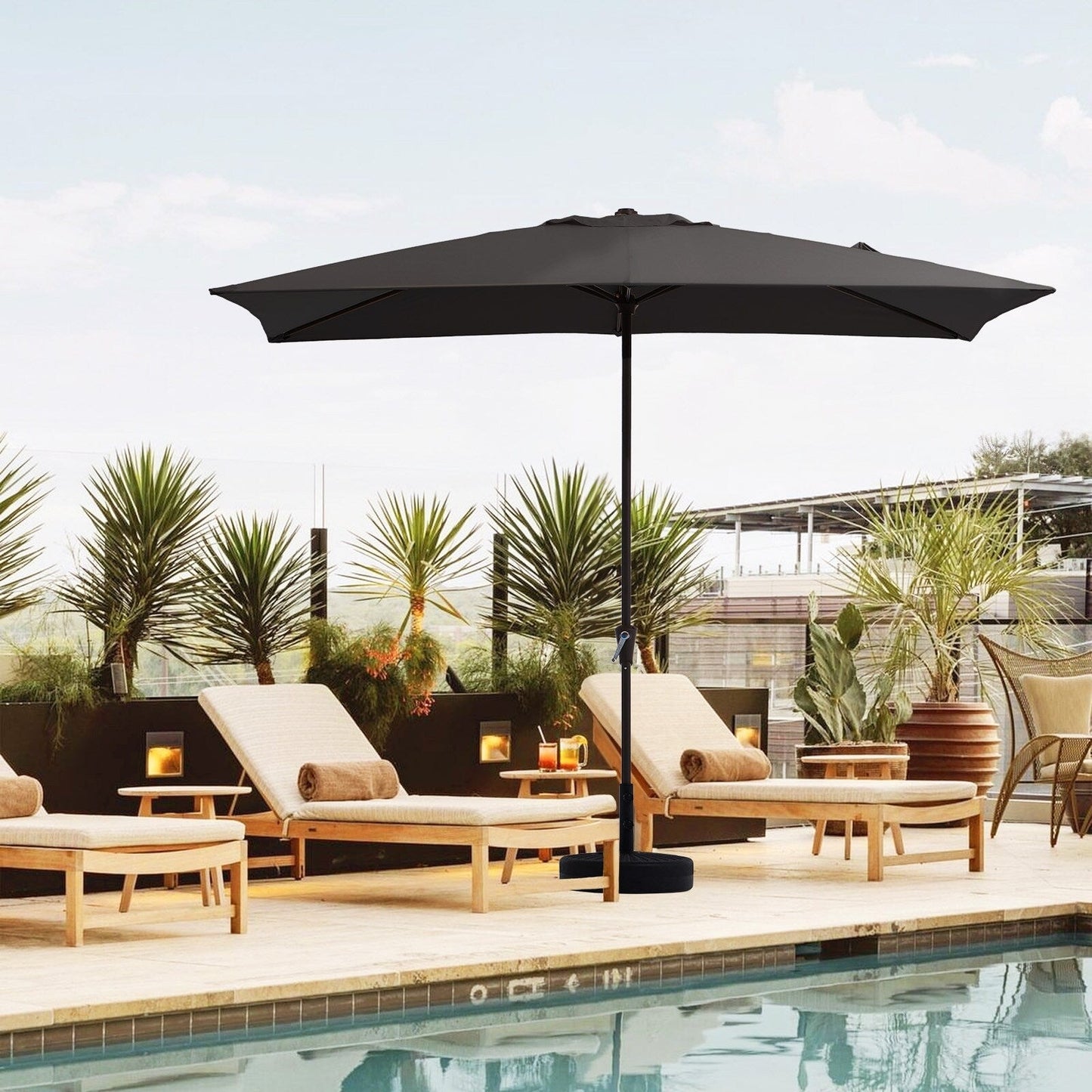 8*10ft Rectangular Patio Market Umbrella with Crank & Tilt,UV-Resistant