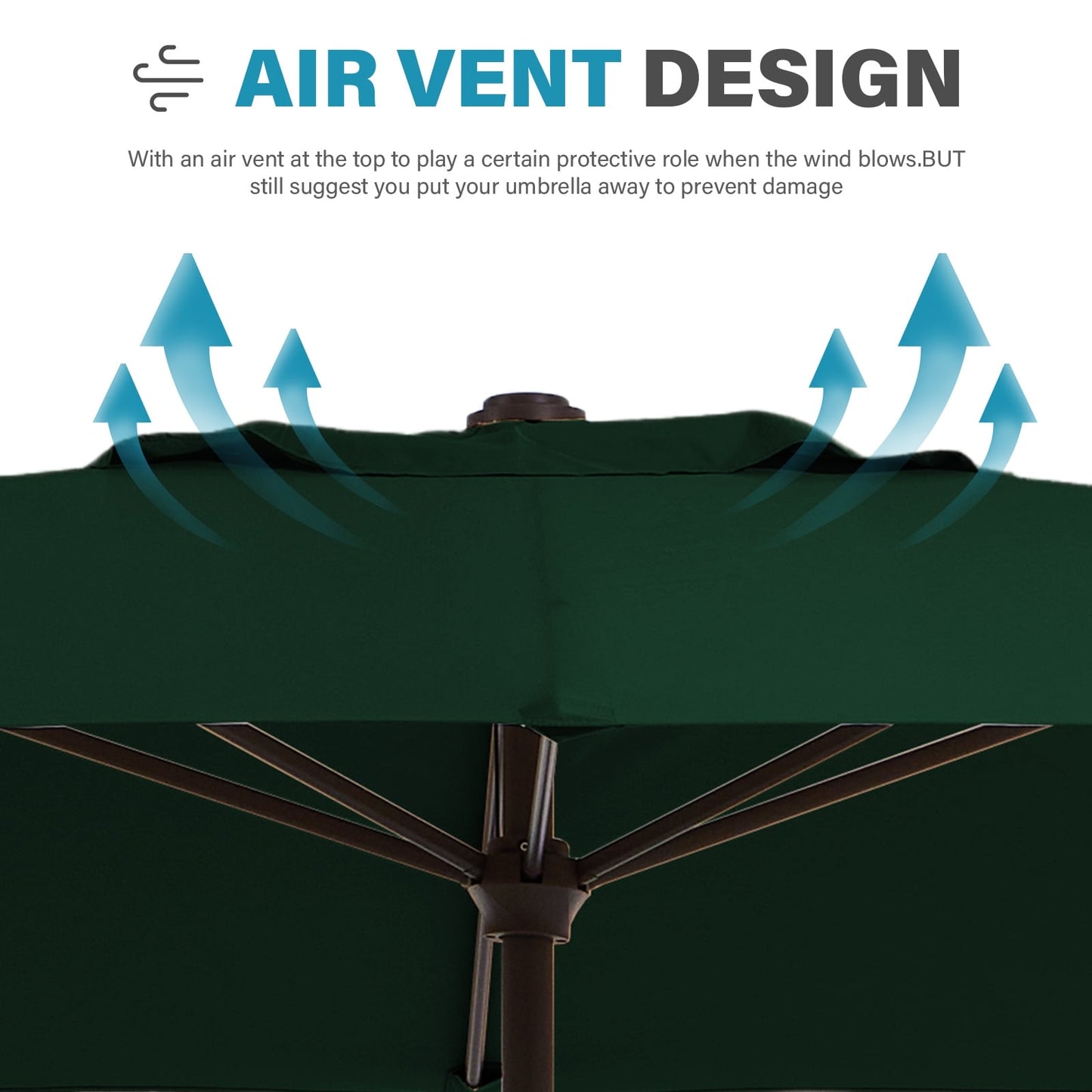 8*10ft Rectangular Patio Market Umbrella with Crank & Tilt,UV-Resistant