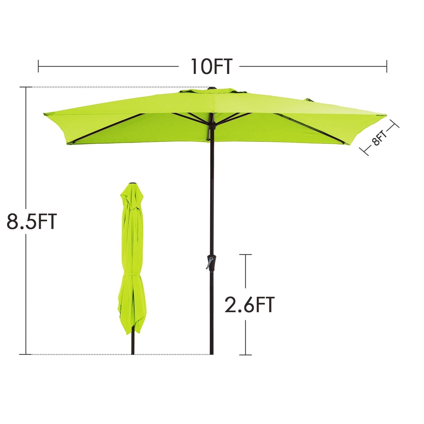 8*10ft Rectangular Patio Market Umbrella with Crank & Tilt,UV-Resistant