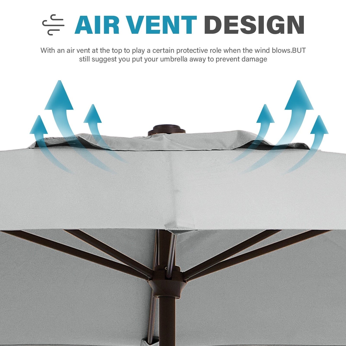 8*10ft Rectangular Patio Market Umbrella with Crank & Tilt,UV-Resistant