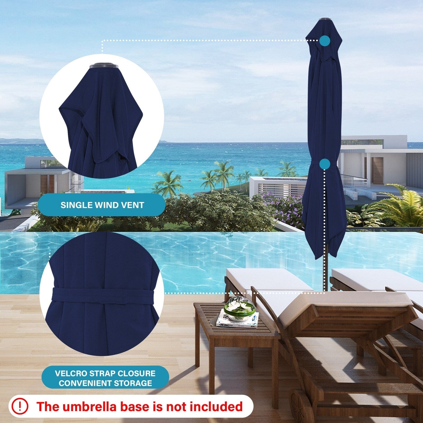 8*10ft Rectangular Patio Market Umbrella with Crank & Tilt,UV-Resistant