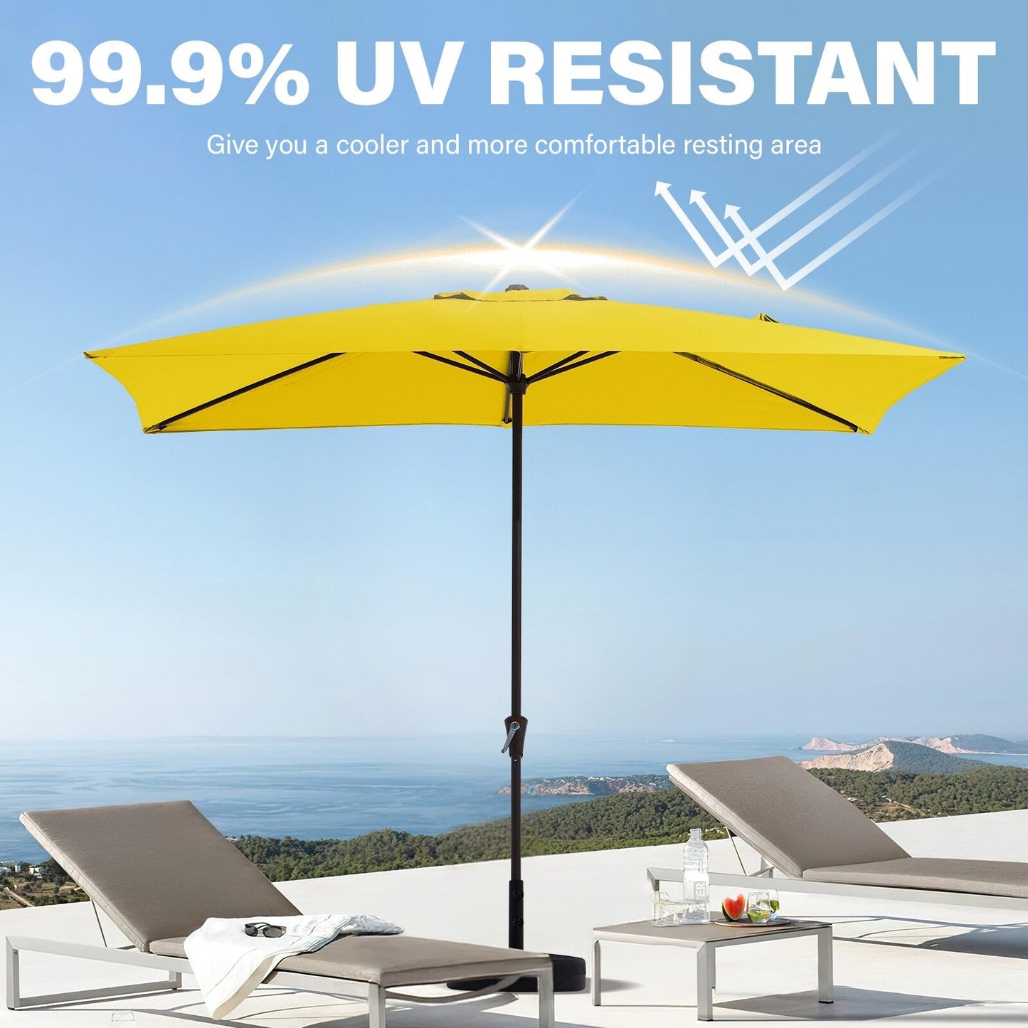 8*10ft Rectangular Patio Market Umbrella with Crank & Tilt,UV-Resistant