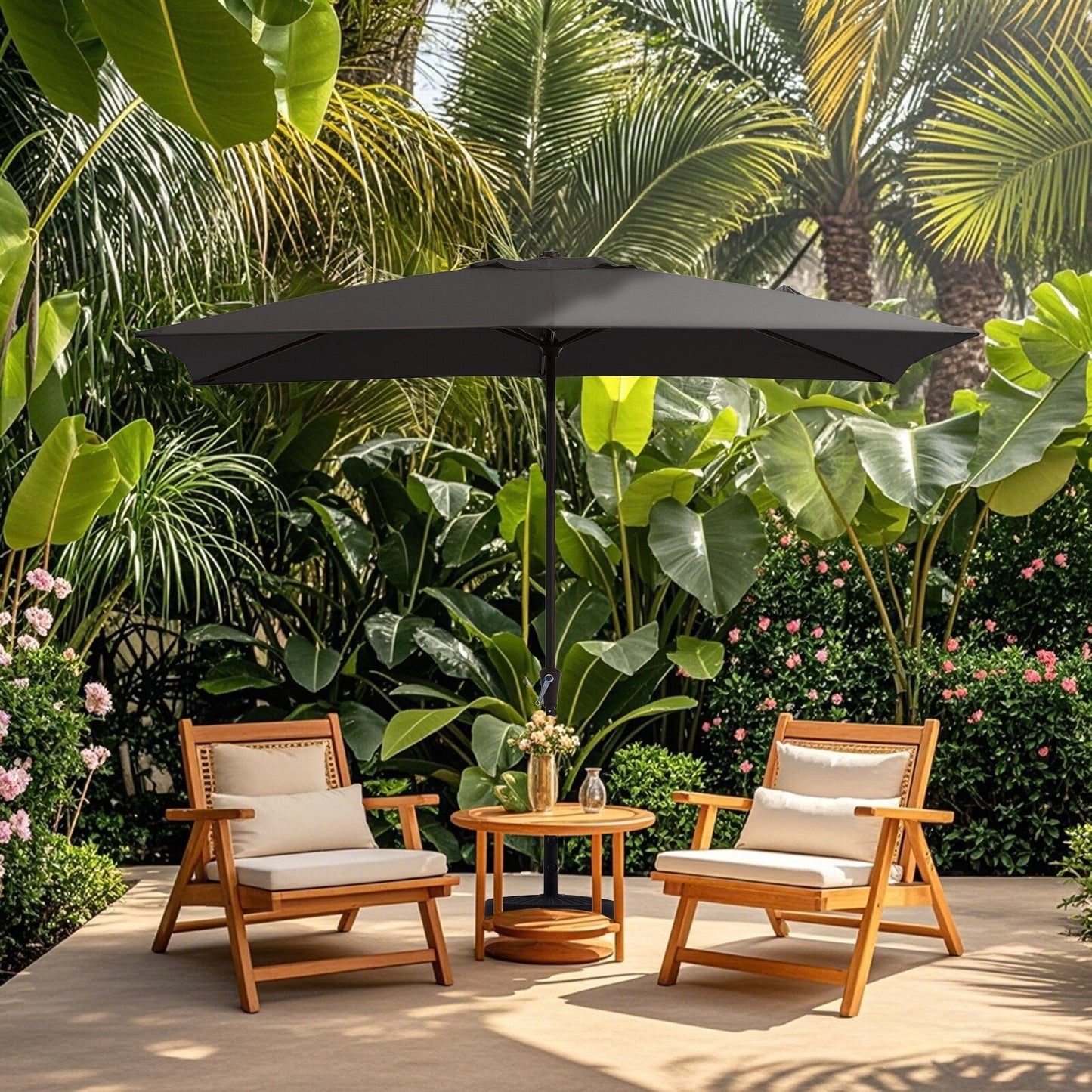 8*10ft Rectangular Patio Market Umbrella with Crank & Tilt,UV-Resistant