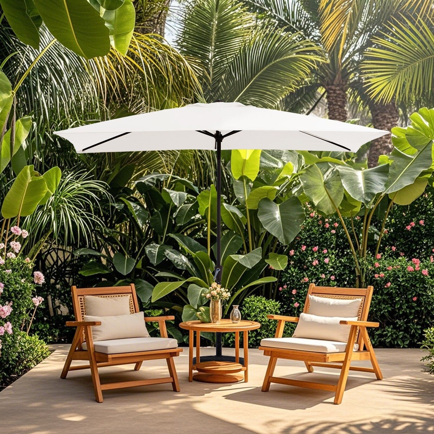 8*10ft Rectangular Patio Market Umbrella with Crank & Tilt,UV-Resistant