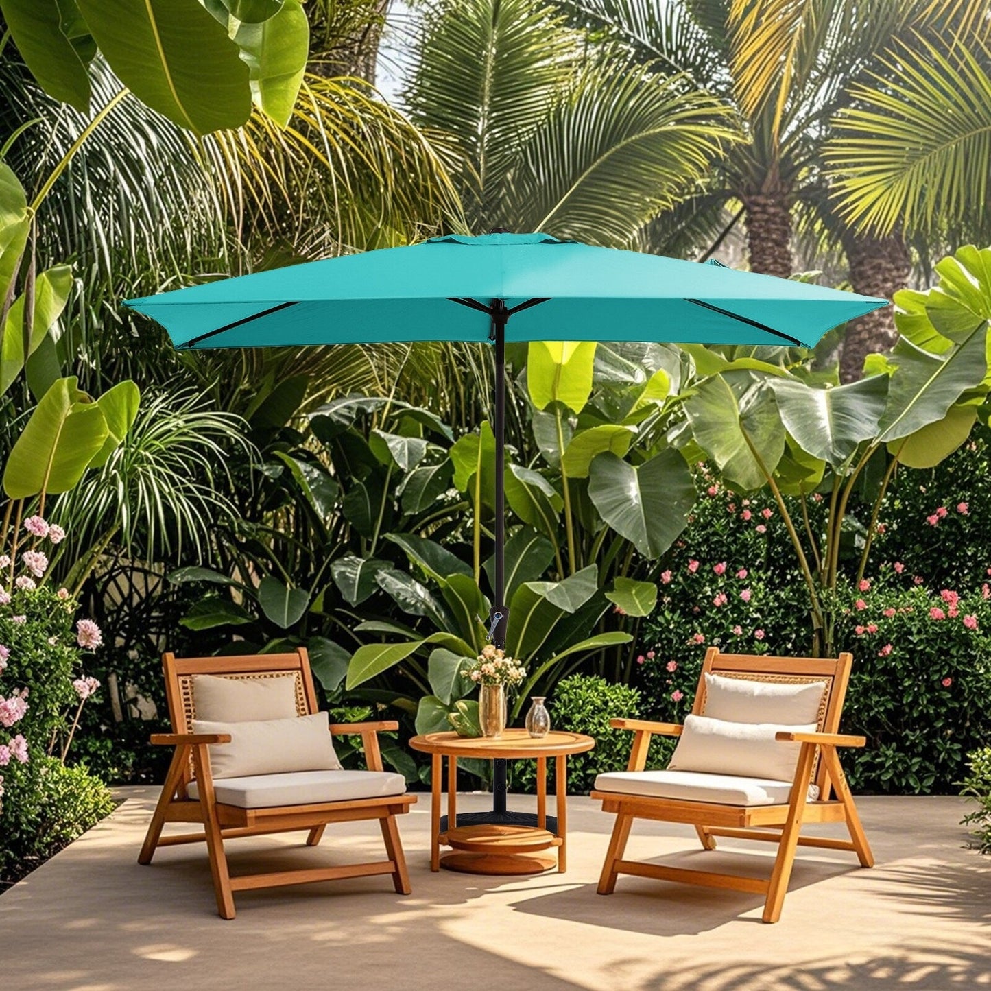 8*10ft Rectangular Patio Market Umbrella with Crank & Tilt,UV-Resistant