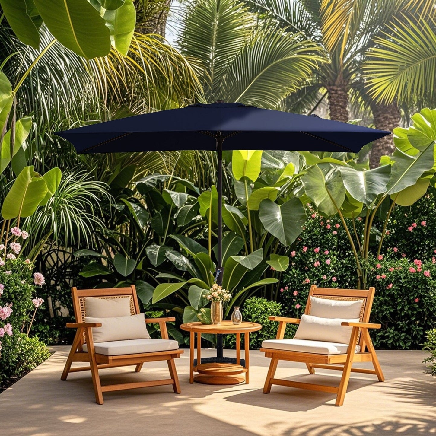 8*10ft Rectangular Patio Market Umbrella with Crank & Tilt,UV-Resistant