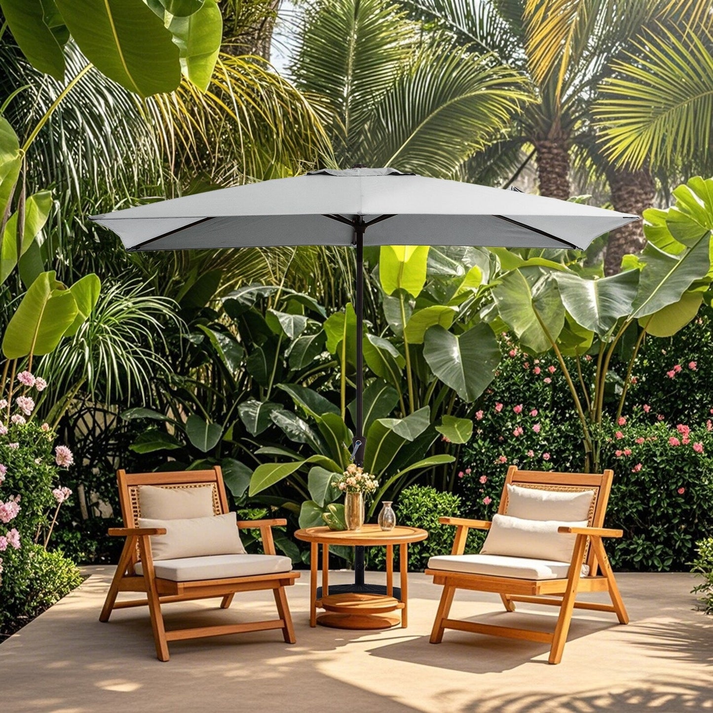 8*10ft Rectangular Patio Market Umbrella with Crank & Tilt,UV-Resistant
