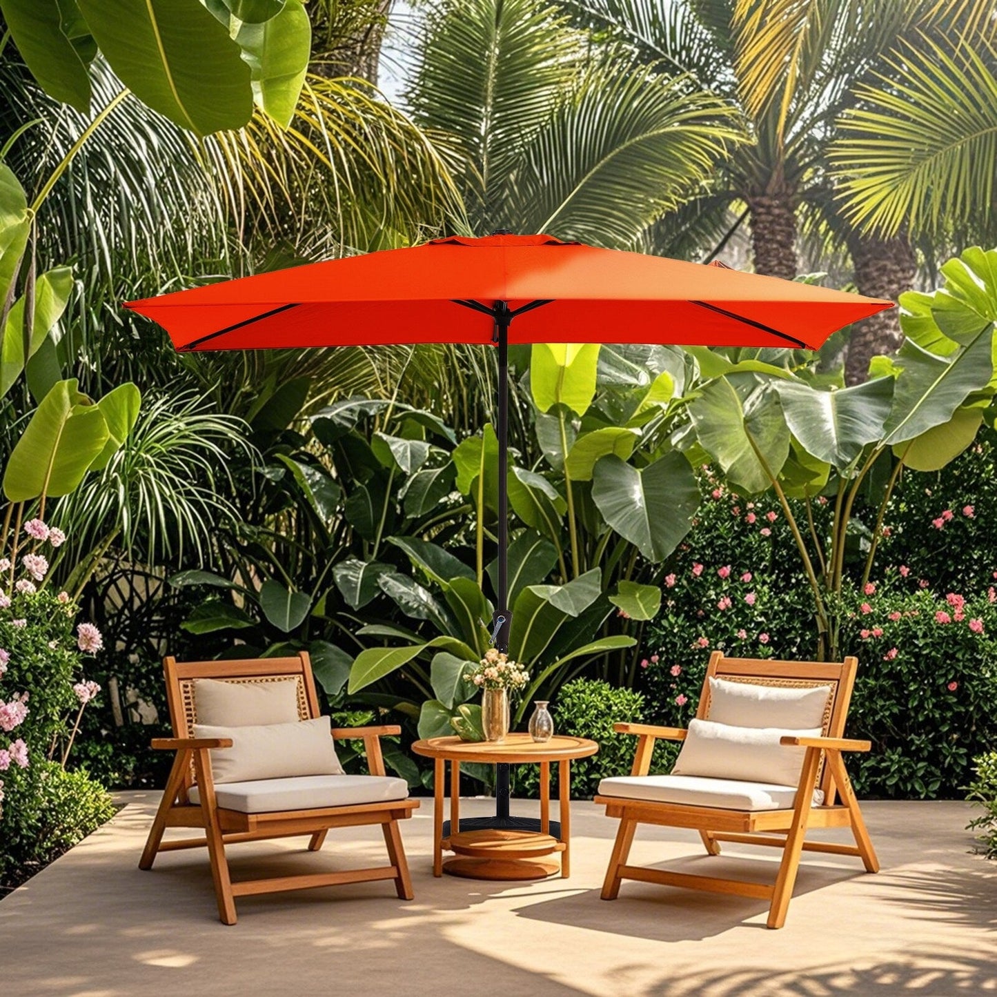 8*10ft Rectangular Patio Market Umbrella with Crank & Tilt,UV-Resistant