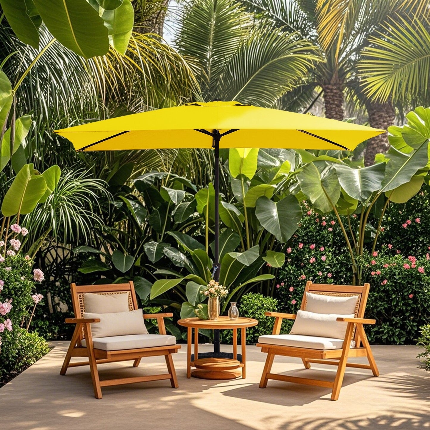8*10ft Rectangular Patio Market Umbrella with Crank & Tilt,UV-Resistant