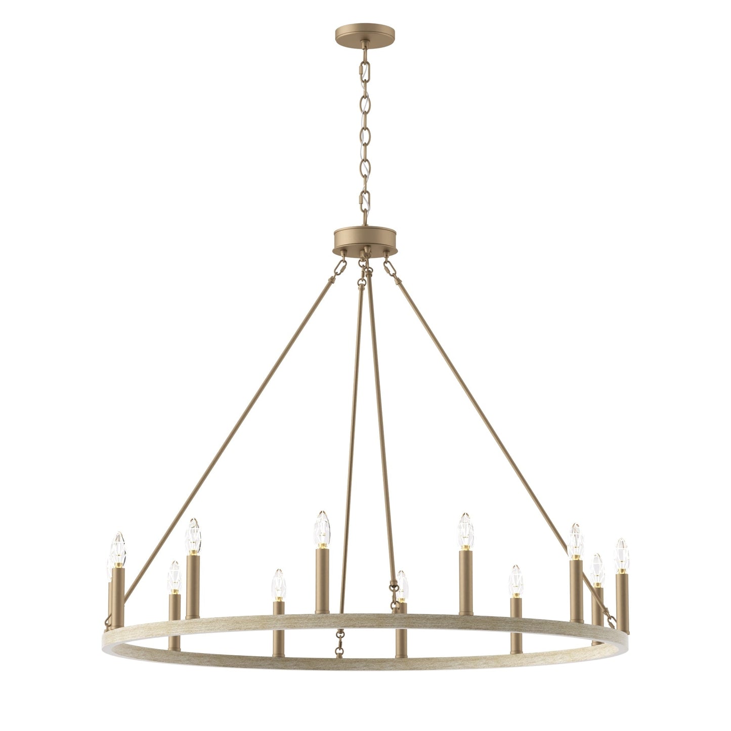 Lustre Acroma Farmhouse à 12 lumières, 40 po, en forme de roue de chariot, certifié UL - 40 po P x 138 po H