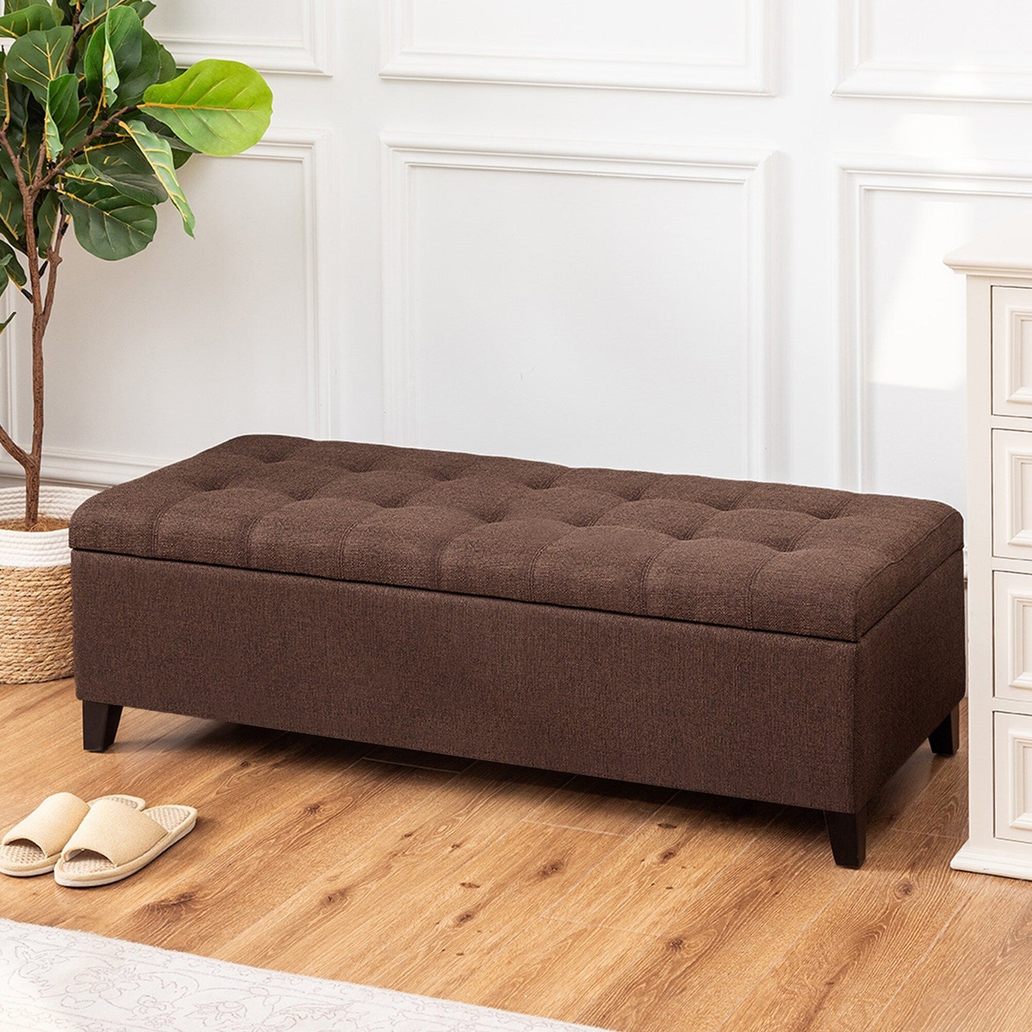 Banc ottoman de rangement en cuir reconstitué Adeco 50